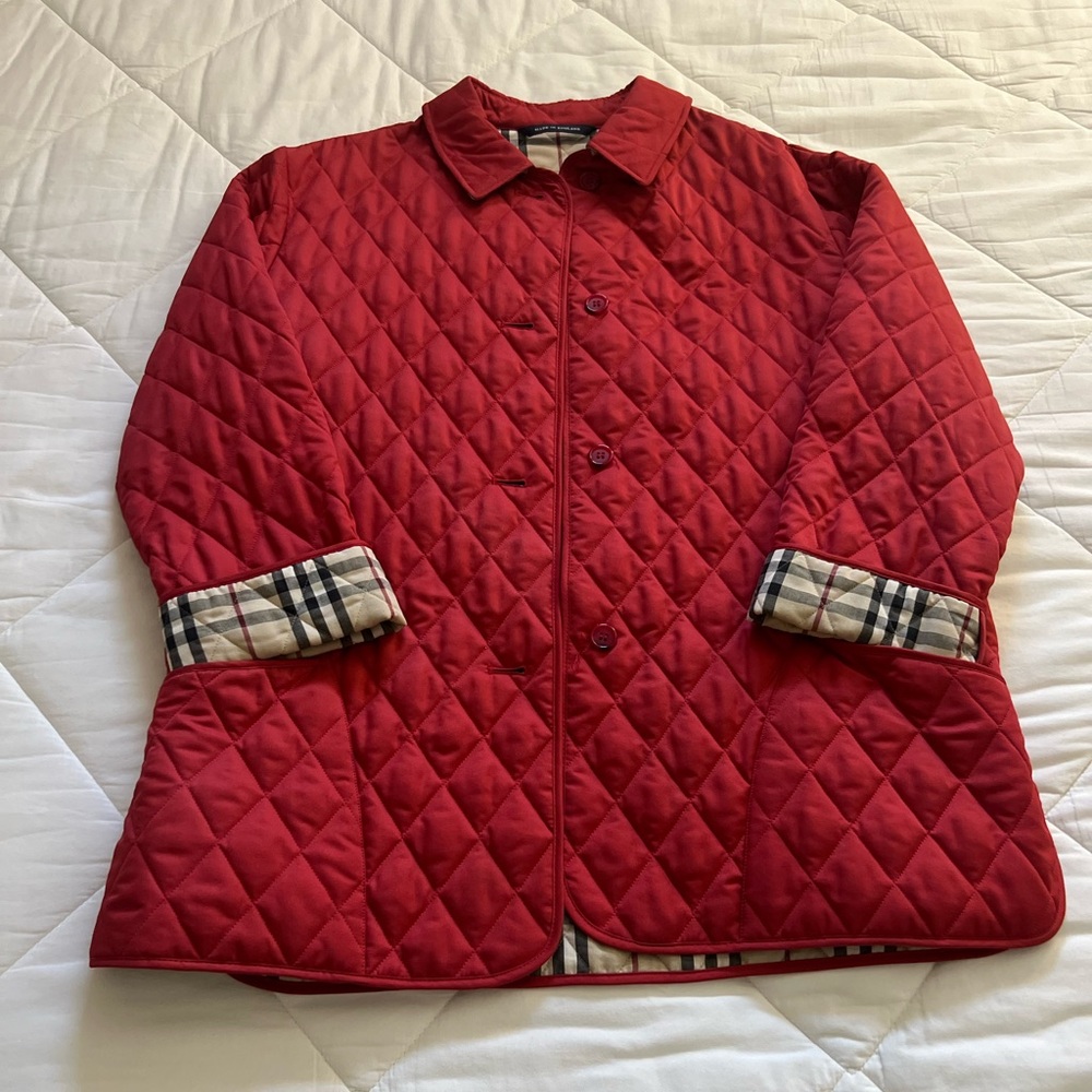 Burberry London Red Nylon Quilted Jacket